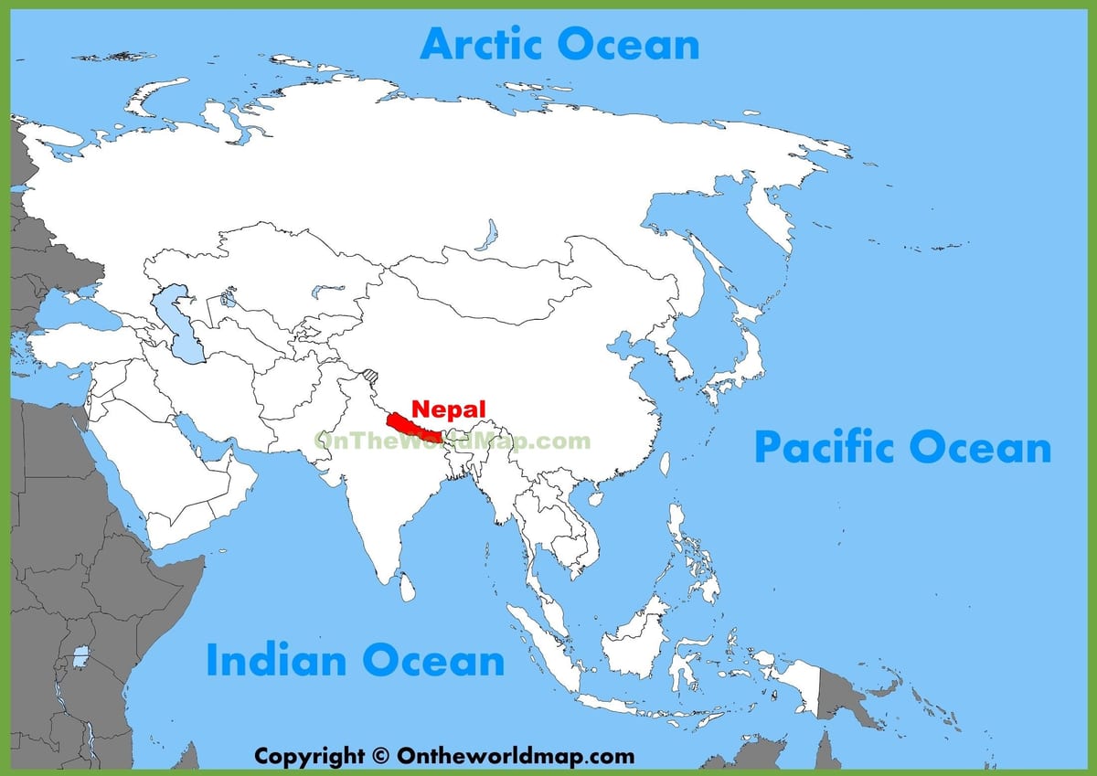 nepal në azi hartë