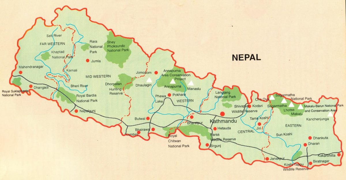 nepal hartën turistike të lirë