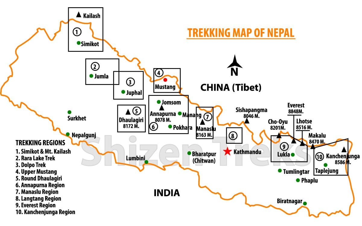 nepal udhëtim hartë