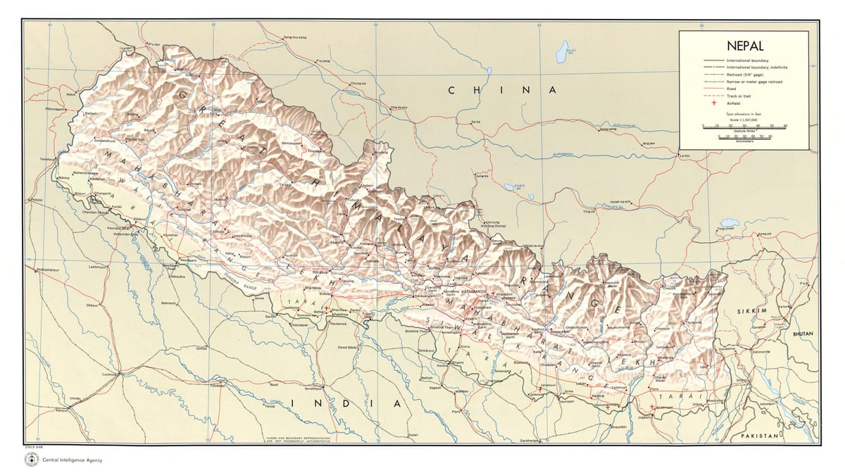 nepal tren rrugë hartë