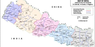 Harta e nepalit me rrethe dhe vdc