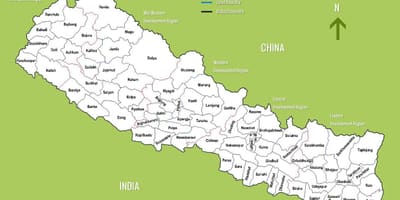 Nepal tërheqjet turistike harta