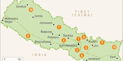 Nepal hartë me rajonet