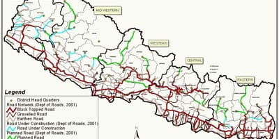 Harta e nepalit rrugë