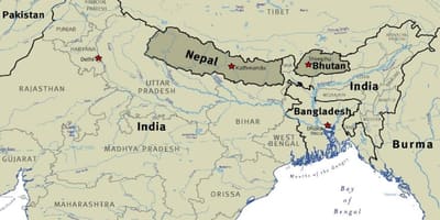 Harta e butanit, nepal dhe tibet