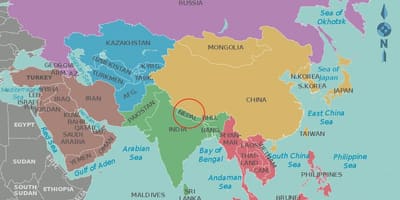 Harta e nepal dhe në vendet fqinje